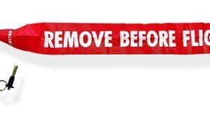 Red "Remove Before Flight" safety tag.