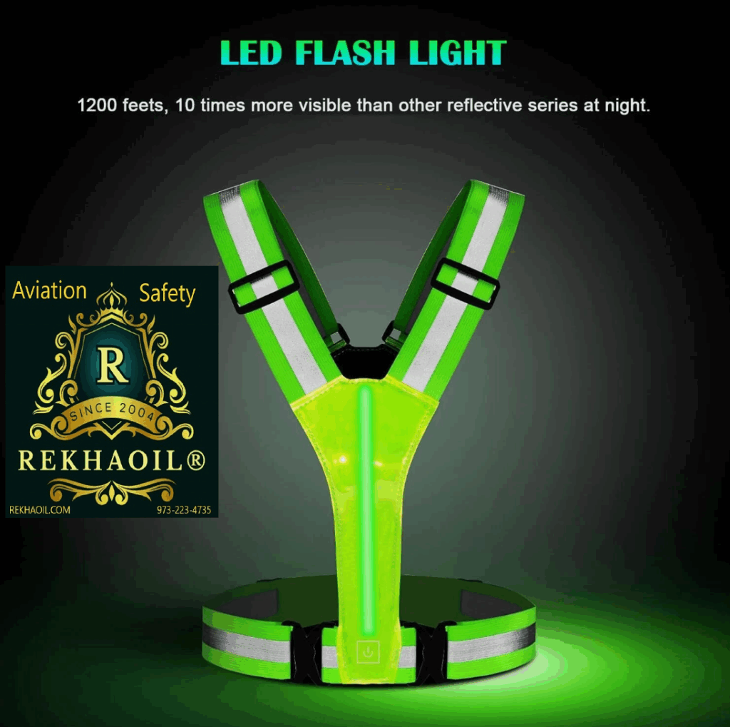 Reflective LED safety vest on display.